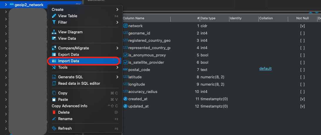 Load data into the network table