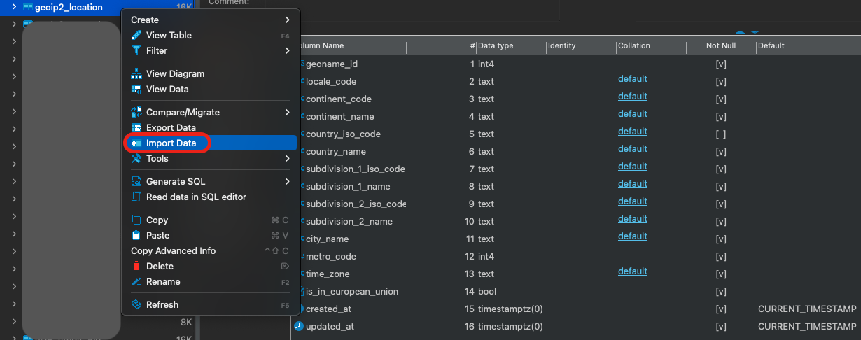 Load data into the network table