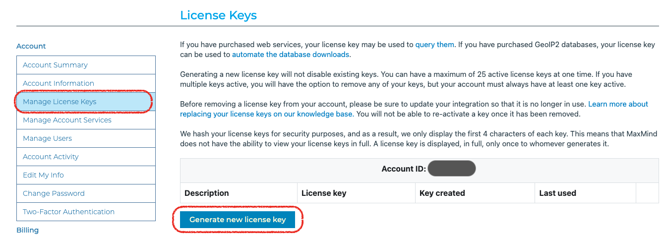 Get MaxMind License Key